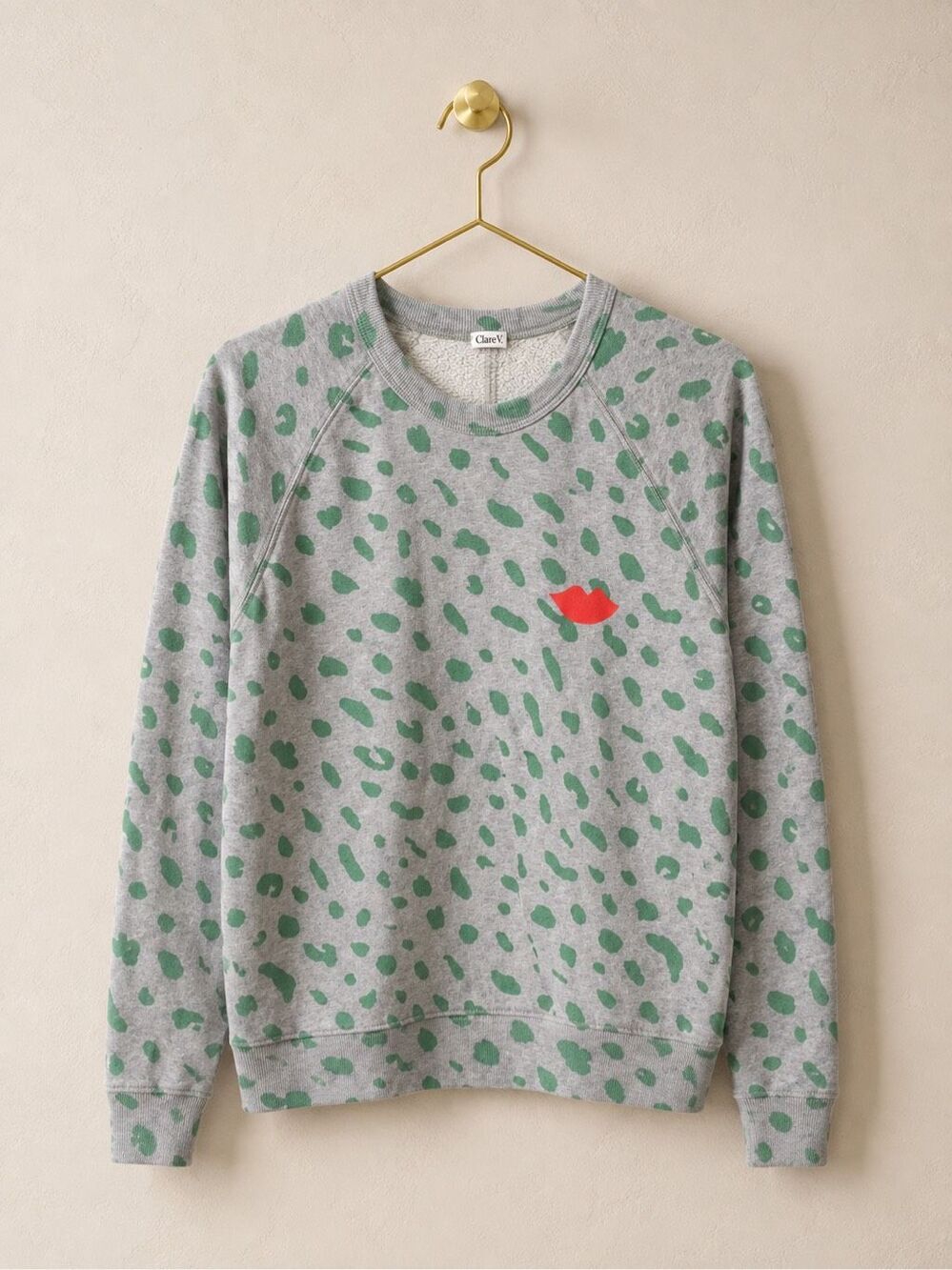 Clare V. Leopard Lips crewneck oversized Sweatshirt, Small $178 F18 - Picture 2 of 11